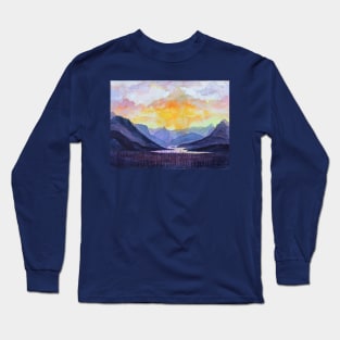 Sunset Watercolor Painting Long Sleeve T-Shirt